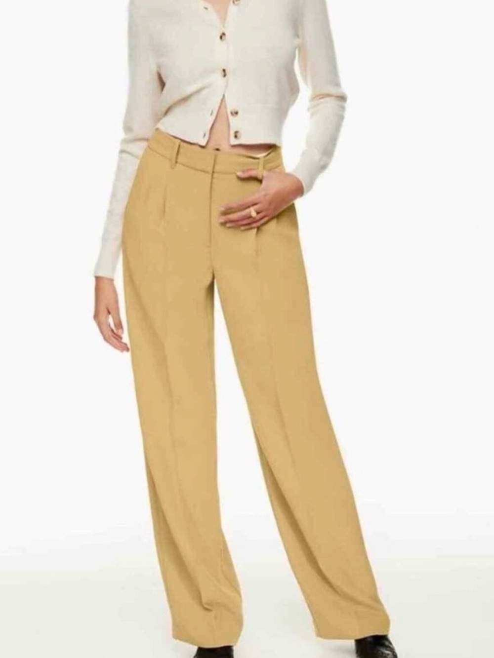 Aritzia Effortless Trousers in Sandy Beige
